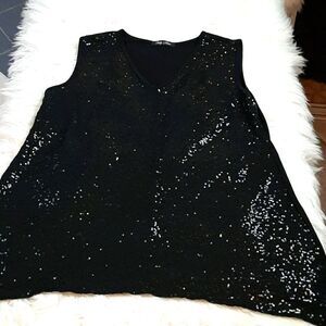 ONLY NINE New  Sequin Black Short Sleeve Blouse L‎